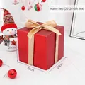 Matte red Christmas gift box 20x20cm with a golden satin ribbon bow for holiday decor - 20cm Matte Red Gift Box