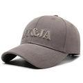 Dark grey herringbone baseball cap with premium NY&JA 3D embroidery detail - Adjustable / Dark Gray