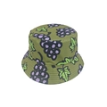 Green reversible bucket hat featuring purple grape patterns and green leaf prints - M (56-58cm) / Purple Grape Print