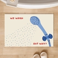 Absorbent beige diatom mud bathroom mat with shower pattern on wooden floor - 40*60cm / Shower Reflection - Rectangle