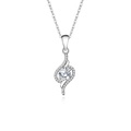 Elegant S925 sterling silver necklace featuring a round moissanite stone in silver finish - Streamlined Ripples (fddz-016) / White Gold