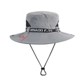 Cappello da trekking grigio a tesa larga con ricamo montagna e cordino regolabile - L(58-60cm) / Grigio chiaro