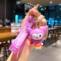 Cute Kuromi cartoon keychain with purple Christmas themed silicone strap and gold clasp - B477-2 Lollipop Kuromi / Large
