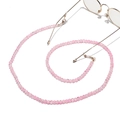 Pink crackle bead eyewear strap with 6mm beads and gold connectors on white base - Pink