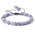 6mm hellviolettes Naturstein-Perlenarmband mit verstellbarem schwarzem Textilarmband - Blauer Angelit