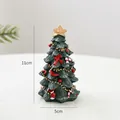 Mini resin Christmas tree 11cm tall with golden star, red bows and candy canes decor - Small (11cm/88g)