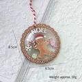 Gingerbread man circular wooden Christmas ornament with NOEL text and red rope - Gingerbread Transparent Globe A