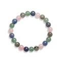 Natural 8mm stone bead elastic bracelet with multi-color aventurine and tiger eye beads - Rose Quartz & Aventurine & Labradorite