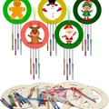 Easter and Christmas wooden wind chime DIY kit featuring reindeer and snowman designs - 5Pcs Round Christmas Theme Set