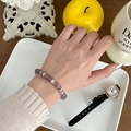 Elegant lavender cat eye stone bead bracelet with silver bow charms for women - Purple Cat's Eye Stone Bracelet