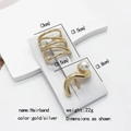 Gold ponytail hair clips with geometric hollow and pearl designs in metallic alloy - 2-Piece Set No. 16 (MY030-16)