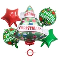Set di 5 palloncini natalizi con albero e stelle per decorazioni festive di festa - Albero di Natale e Palloncini a Stella