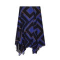 Damen Midi-Rock mit asymmetrischem Schnitt und geometrischem Druck in Marineblau - XS / Geometrischer Druck (Wie Abgebildet)