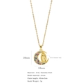 French retro gold 316L stainless steel necklace with zircon virgin mary crescent pendant - Crescent Moon Virgin Mary Relief Style (HN0078G11)