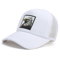 White trucker hat featuring an eagle patch with breathable mesh back for summer beach travel - L(58-60cm) / White