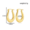 Golden twisted U-shaped titanium steel earrings with weight and size specifications - ER-1698 (Gold/Twisted)