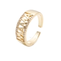 Adjustable gold MAMA ring with white zircon stones and hollow engraving for women - MAMA Letter/Double Row Rhinestone (CR0059MAMA YH)