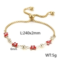 Adjustable golden box chain bracelet featuring red butterfly enamel evil eye charms - Red Butterfly Evil Eye Style (KB166559-Z)