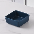 Matte blue square ceramic snack bowl for Nordic serving platter on white marble table - Navy Blue