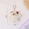 Cute white plush kitten keychain variant with blue eyes and 11cm height measurement - White Screaming Cat (Round Buckle)