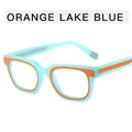 Lunettes carrées à monture complète en orange et bleu lac avec design contrasté - Monture bleu lac-Orange