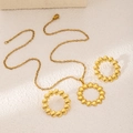 Golden jewelry set featuring textured shell-shaped necklace and circular drop earrings - Multi-Shell Combination Style (E1802-4)