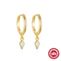 Goldene S925 Silber Creolen mit funkelnden Zirkonia Anhängern in Rautenform für Damen - 925er Silber / Gold