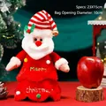 Santa Claus plush Christmas gift bag with Merry Christmas embroidery 23x15cm - New Tree Shape 3D Santa