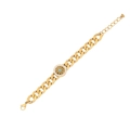 Gold chain bracelet featuring a green turquoise floral pendant with clear crystal accents - 5# Turquoise Bracelet