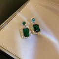 20# Groene vierkante oorbellen met zilveren naald (Goudkleurig)