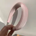 Pink satin padded headband with premium pearlescent finish for high skull top hair style - Satin Padded Pink