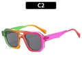 Lunettes aviateur arc-en-ciel à double pont avec monture transparente et verres gris - Monture Arc-en-ciel Verres Gris