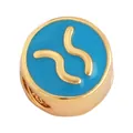 DIY charm bead in sky blue enamel with gold wave pattern for custom jewelry making - Zodiac-Taurus
