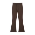 Women's dark brown flared casual sports pants with adjustable drawstring waist and elastic band - S / Brown Pants