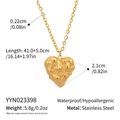 Dimensions détaillées du collier pendentif cœur doré en acier avec propriétés étanches - Cœur en Relief Étoile de Mer (YYN023398)