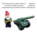 Garden gnome holding shell with army green cannon resin miniature sculpture set - Cannon War Gnome Style