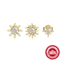 Classic S925 sterling silver star stud earring set with sparkling zircon stones - 925 Sterling Silver/Zirconia / Style #7 Gold - Set of 3 / Gold