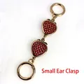 Golden bag strap extender with two red strawberry pendants and round spring clasps - Small Ear Round Clasp/5.5 Points / Light Gold/Double Red