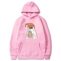 Sweat à capuche rose d'Halloween avec petit fantôme et café, vue à plat sur blanc - S / Rose