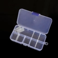 Transparent 10-compartment plastic storage box with blue latch and movable dividers - 10 Adjustable Compartments (12.8*6.5*2.2cm)