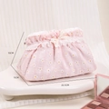 Neceser rosa con estampado de margaritas, encaje blanco y lazo dulce estilo francés - Bolso nube rosa