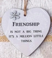 Heart-shaped wooden friendship ornament with floral pattern and rhinestone flower - J (7.5*7.5) Million Little Things Friendship - Heart Wood