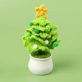 Handmade crochet Christmas tree in white ceramic pot with colorful pompoms and star - Mengsi Christmas Tree Potted Plant - Light Green (Decorated)