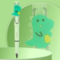 Mint green inkless eternal pencil with a cute 3D dinosaur cartoon topper and clip - Small Rod HB / Green Dinosaur