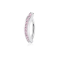 Silberner Bauchnabelpiercing mit doppelten Reihen funkelnder rosa Edelsteine am Stab - Silberner Bogen Rosa Strassstil (5837885152584) / Silber Bogen Schnalle mit Rosa Zirkonia