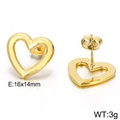 Golden stainless steel heart earrings with white mother-of-pearl, 16x14mm size - 16x14mm / Gold Heart Hollow Style (KE84988-KFC)
