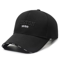 Berretto da baseball nero in cotone con ricamo Boston 1630 e stampa Sport sulla visiera - Regolabile / Nero con ricamo nero