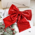 Rote Pailletten Weihnachtsschleife 28x28cm für Weihnachtsbaum und Festtagsdekoration - Rot