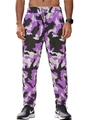 Pantaloni cargo mimetici viola da uomo con coulisse in vita e polsini alle caviglie - S / Viola Chiaro