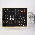 Solid wood jewelry display board with black velvet lining for earrings and rings - 30x40 Flat + Ring Black Velvet + Stand